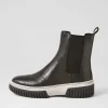 Women DJANGO & JULIETTE Yaella Black White Leather Chelsea Boots