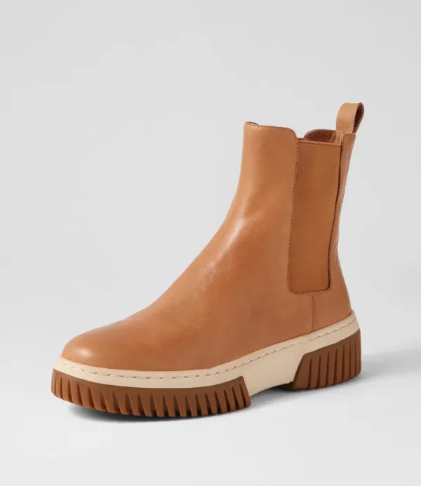Women DJANGO & JULIETTE Yaella Tan Vanilla Gum Sole Leather Chelsea Boots