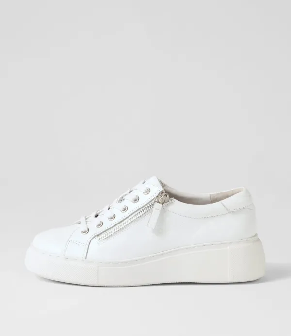 Women DJANGO & JULIETTE Yanji White Leather Sneakers