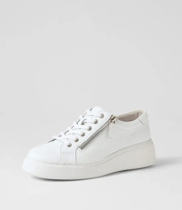Women DJANGO & JULIETTE Yanji White Leather Sneakers