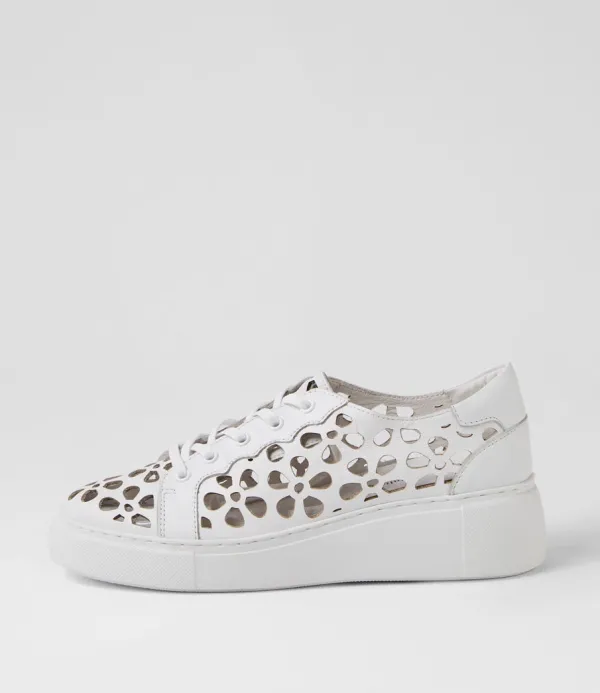 Women DJANGO & JULIETTE Yarry White Leather Sneakers