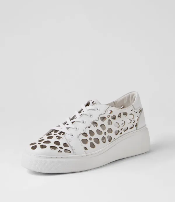 Women DJANGO & JULIETTE Yarry White Leather Sneakers
