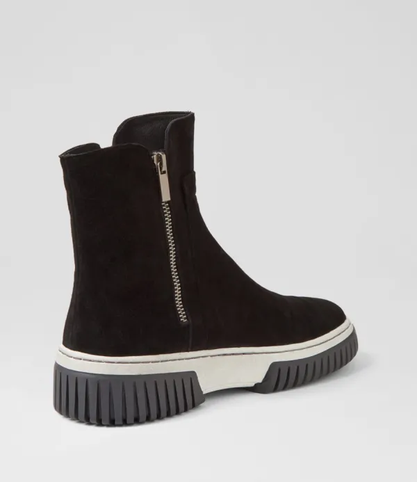 Women DJANGO & JULIETTE Yeliza Black White Suede Ankle Boots