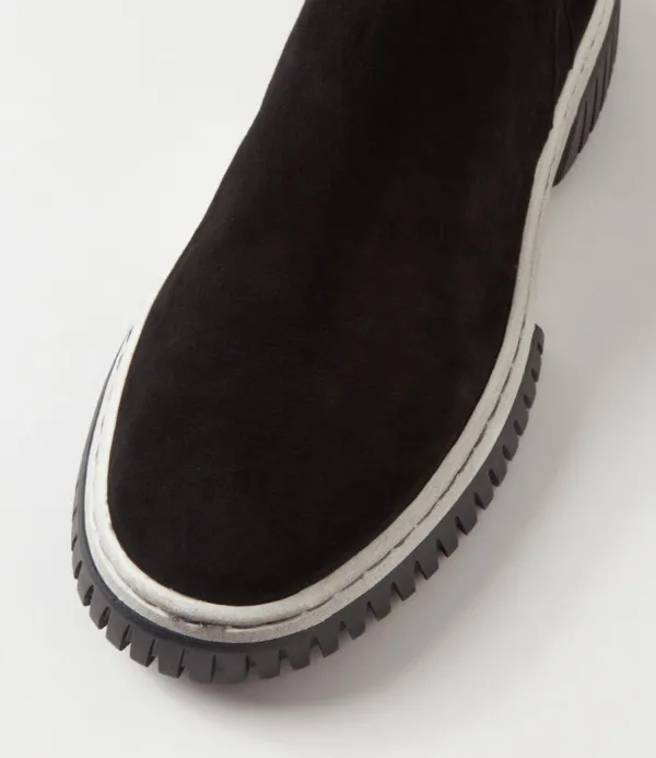 Women DJANGO & JULIETTE Yeliza Black White Suede Ankle Boots
