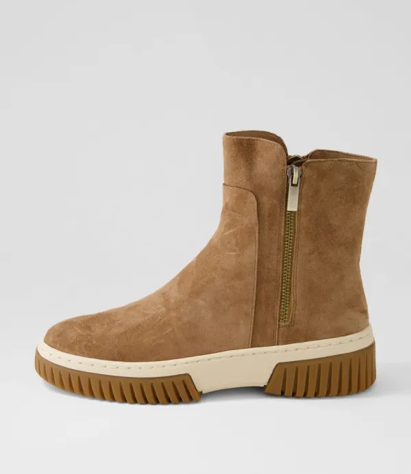 Women DJANGO & JULIETTE Yeliza Light Choc Vanilla Gum Suede Ankle Boots
