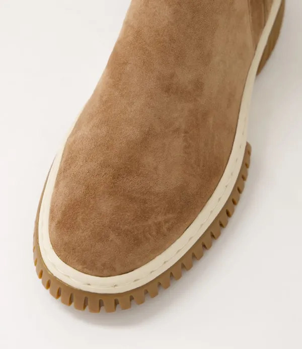 Women DJANGO & JULIETTE Yeliza Light Choc Vanilla Gum Suede Ankle Boots