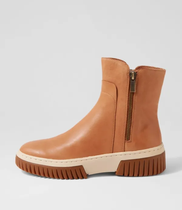 Women DJANGO & JULIETTE Yeliza Tan Vanilla Gum Sole Leather Ankle Boots
