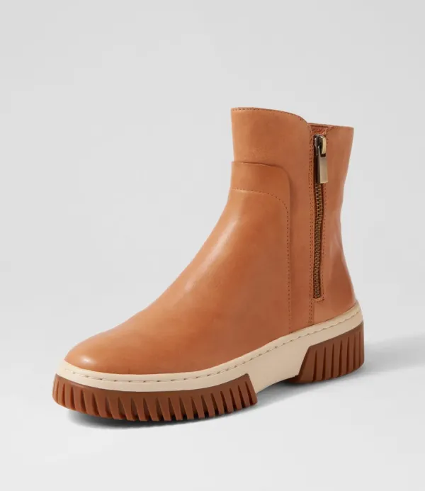 Women DJANGO & JULIETTE Yeliza Tan Vanilla Gum Sole Leather Ankle Boots