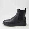 Women DJANGO & JULIETTE Yestin Black Leather Chelsea Boots
