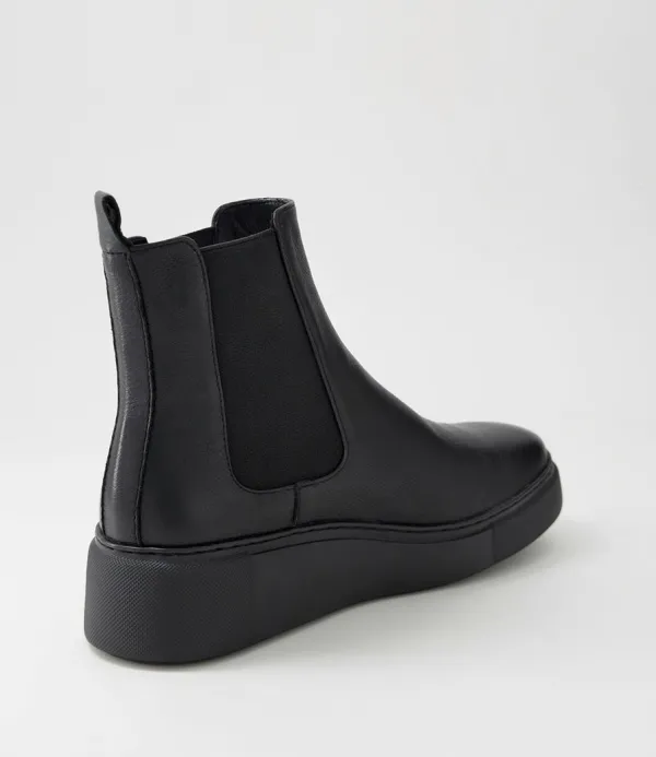 Women DJANGO & JULIETTE Yestin Black Leather Chelsea Boots
