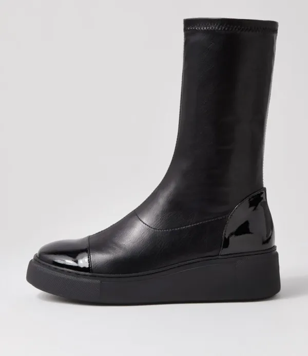 Women DJANGO & JULIETTE Yiggy Black Patent Stretch Calf Boots