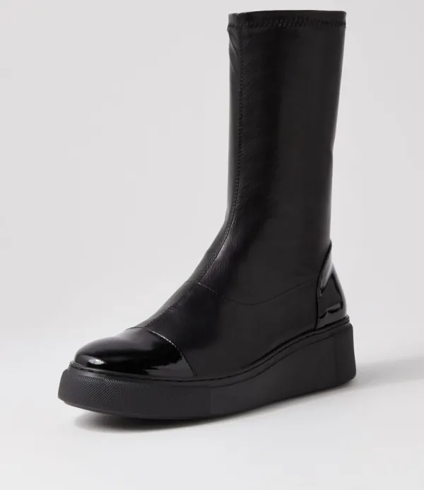 Women DJANGO & JULIETTE Yiggy Black Patent Stretch Calf Boots
