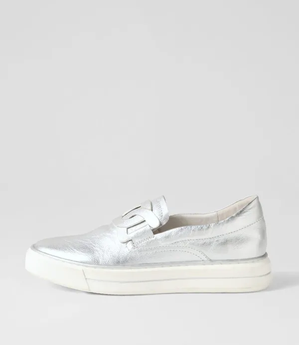 Women DJANGO & JULIETTE Yinnit Silver White Leather Sneakers