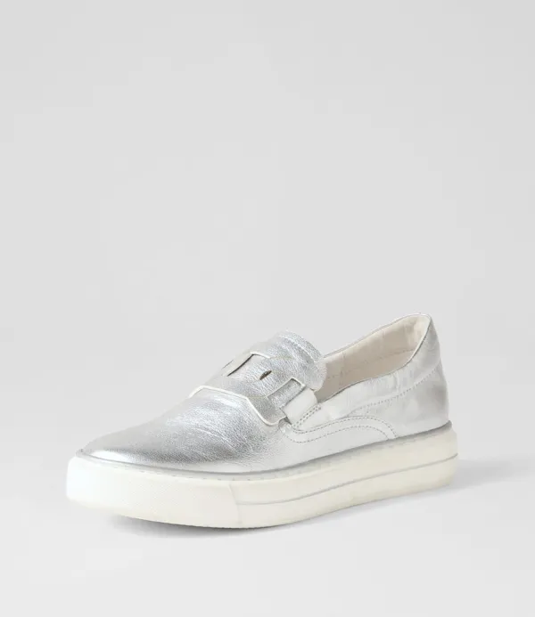 Women DJANGO & JULIETTE Yinnit Silver White Leather Sneakers