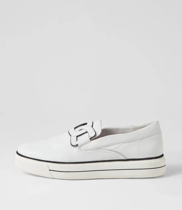 Women DJANGO & JULIETTE Yinnit White Black Leather Sneakers