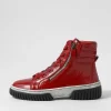 Women DJANGO & JULIETTE Yippie Dark Red White Patent Ankle Boots