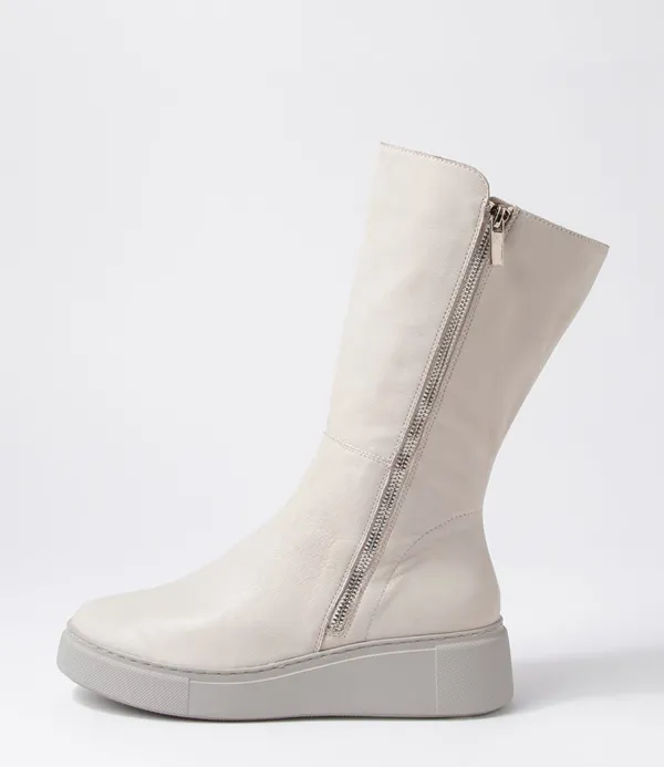 Women DJANGO & JULIETTE Yogue Ivory Misty Leather Calf Boots