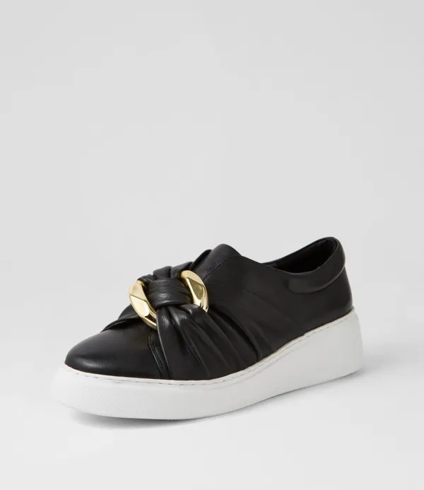 Women DJANGO & JULIETTE Yolla Black White Leather Sneakers
