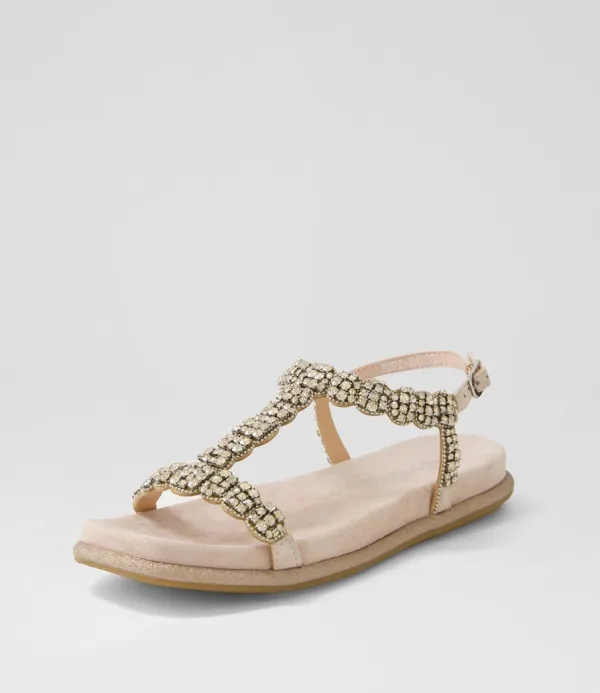 Women DJANGO & JULIETTE Yori Nude Suede Jewels Sandals