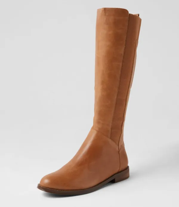 Women DJANGO & JULIETTE Youss Dark Tan Leather Knee High Boots