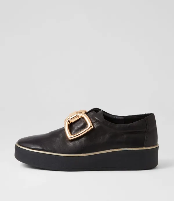 Women ZIERA Zeki W Black Leather Sneakers