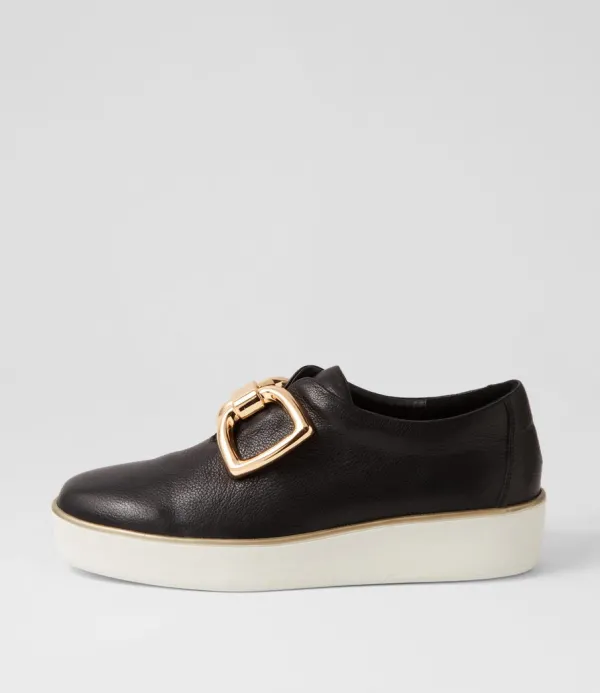 Women ZIERA Zeki W Black White Leather Sneakers