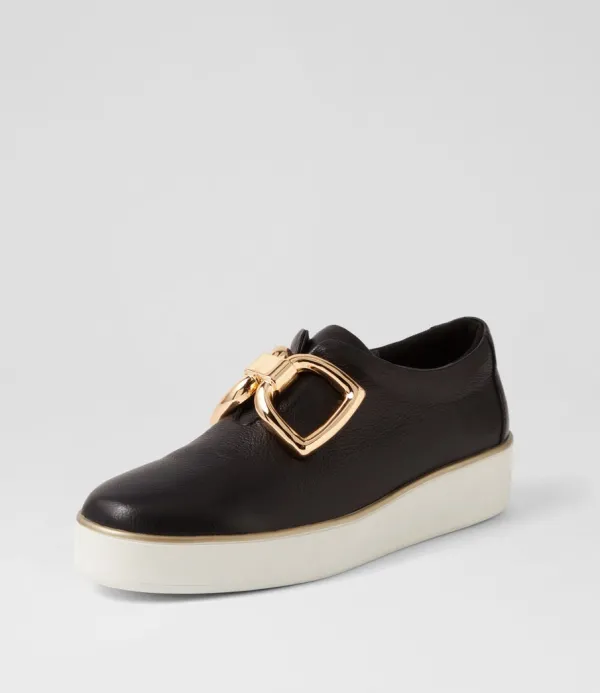 Women ZIERA Zeki W Black White Leather Sneakers