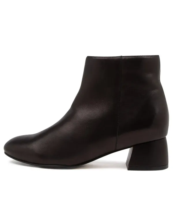 Women ZIERA Ziggys W Black Leather Ankle Boots