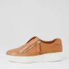 Women ZIERA Zikta W Dark Tan White Leather Sneakers