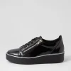 Women ZIERA Zissy W Black Wrinkle Patent Sneakers