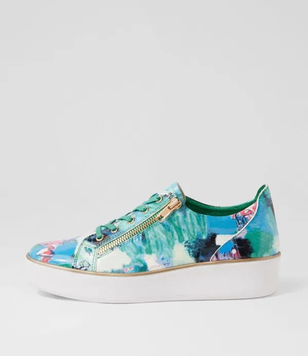 Women ZIERA Zissy W Green Mix Patent Leather Sneakers