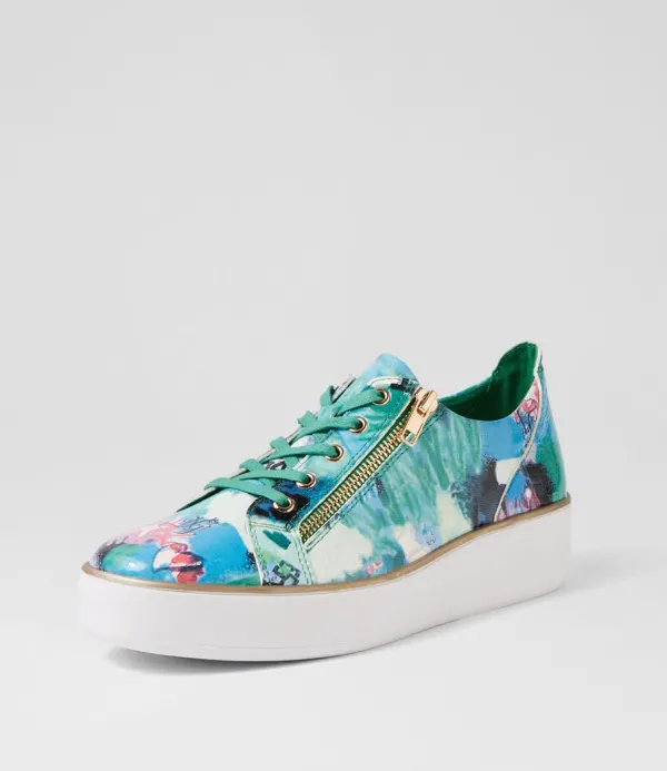 Women ZIERA Zissy W Green Mix Patent Leather Sneakers
