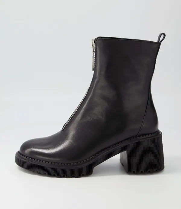Women DJANGO & JULIETTE Zosia Black Leather Ankle Boots
