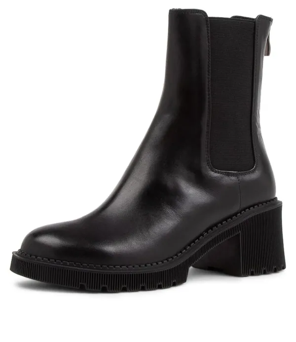 Women DJANGO & JULIETTE Zozo Black Leather Chelsea Boots