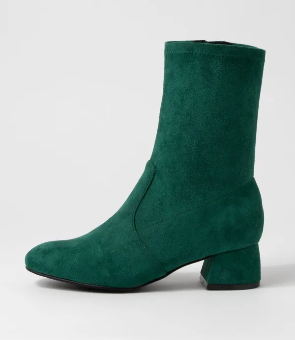 Women ZIERA Zuka W Emerald Stretch Microsuede Ankle Boots