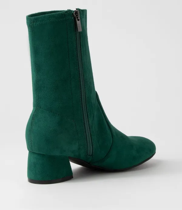 Women ZIERA Zuka W Emerald Stretch Microsuede Ankle Boots