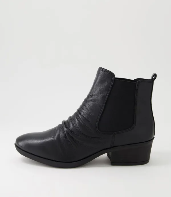 Women DIANA FERRARI Zuri Black Leather Ankle Boots