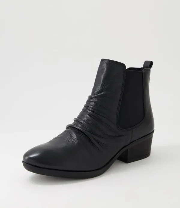 Women DIANA FERRARI Zuri Black Leather Ankle Boots