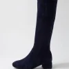 Women ZIERA Zury W Navy Stretch Microsuede Knee High Boots